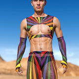 Rainbow Amira Mesh Male Split Pants