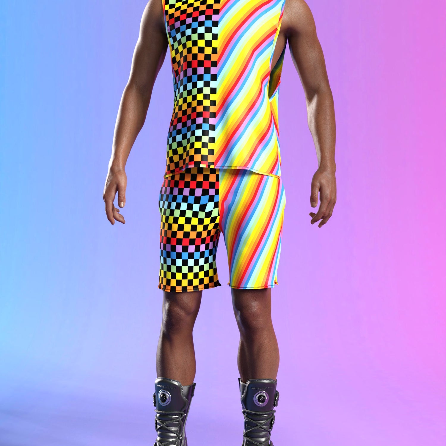 Checkered Past Male Set Lycra
