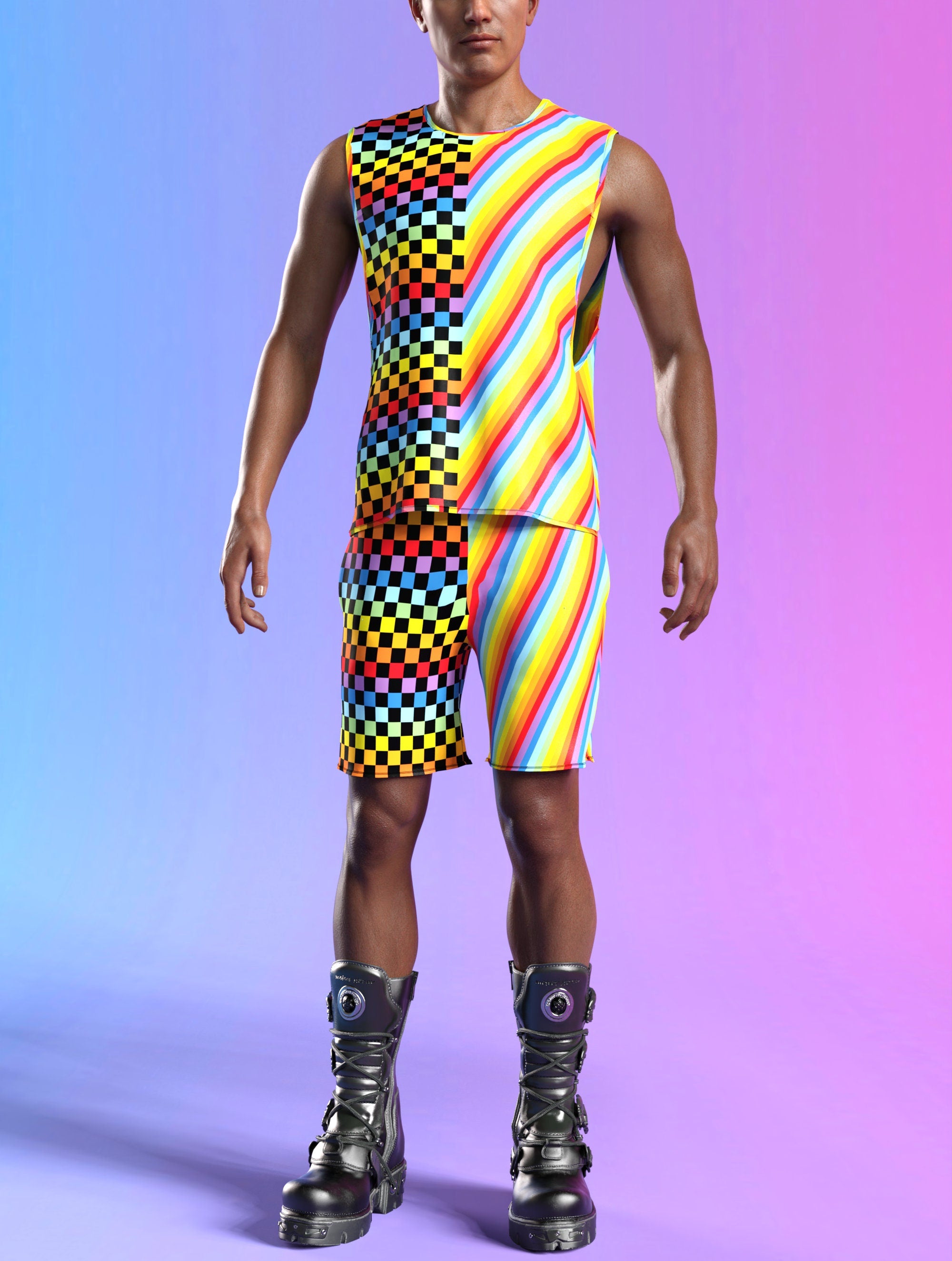 Checkered Past Male Set Lycra