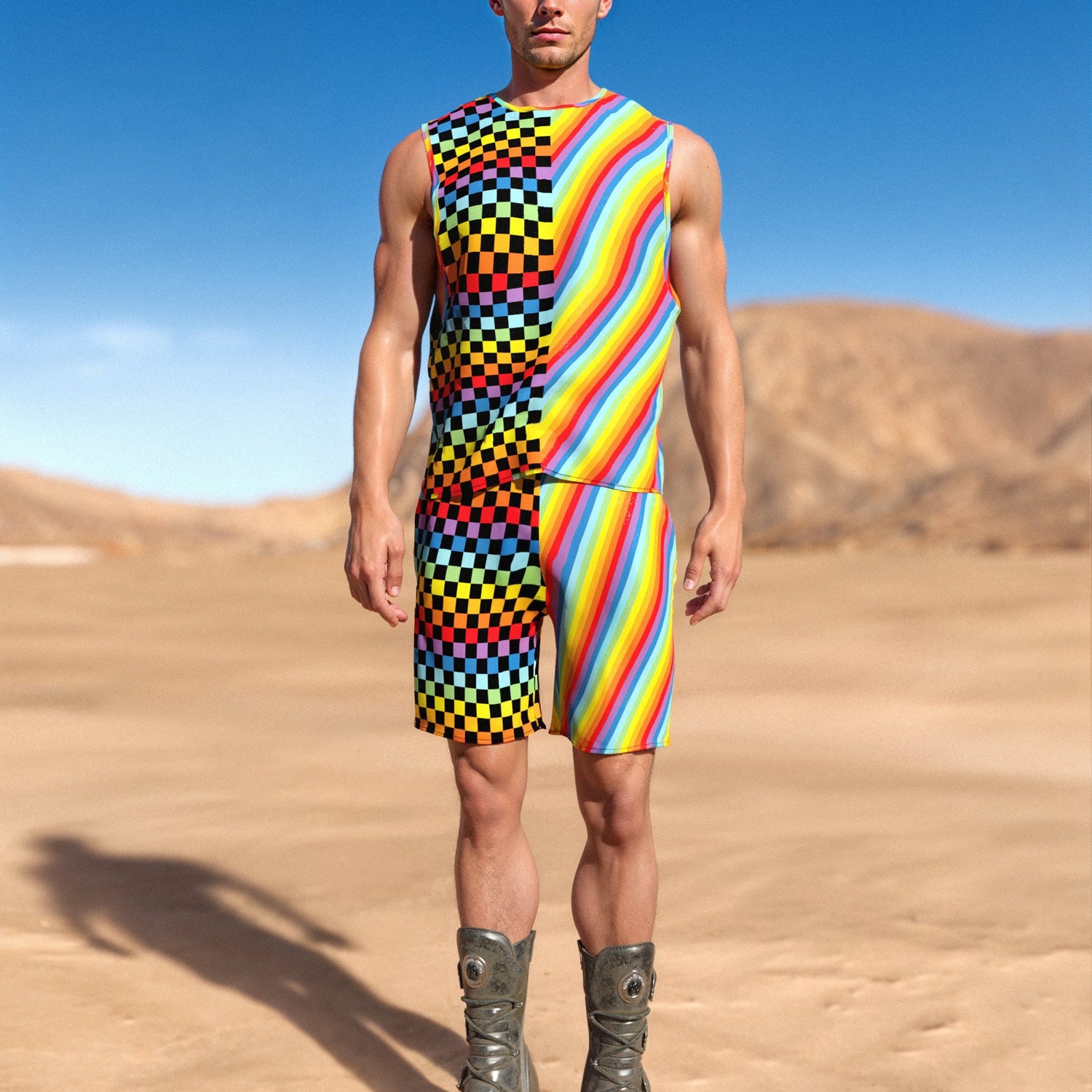 Checkered Past Male Set Rainbow