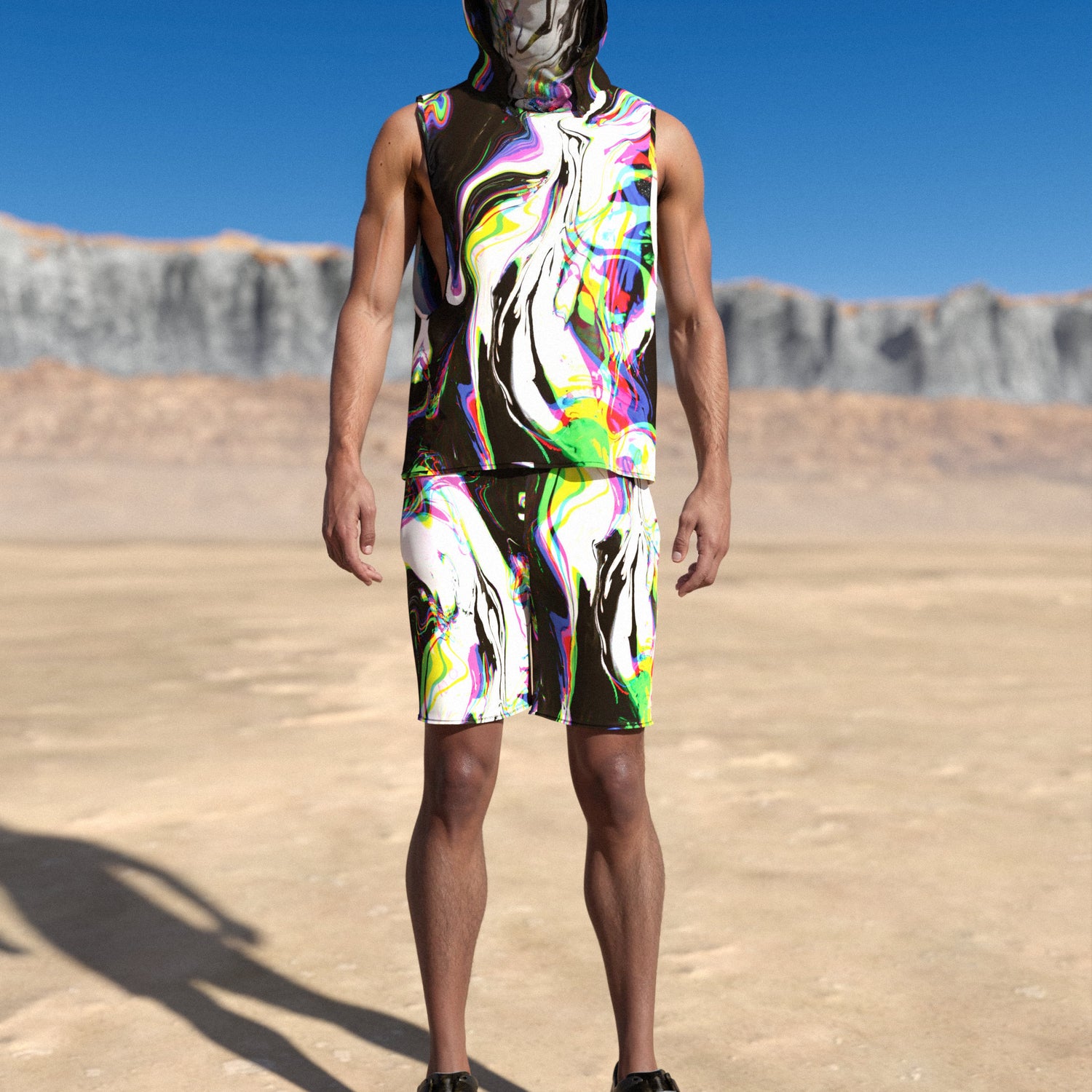 Rainbow Spill Male Rave Hood Festival