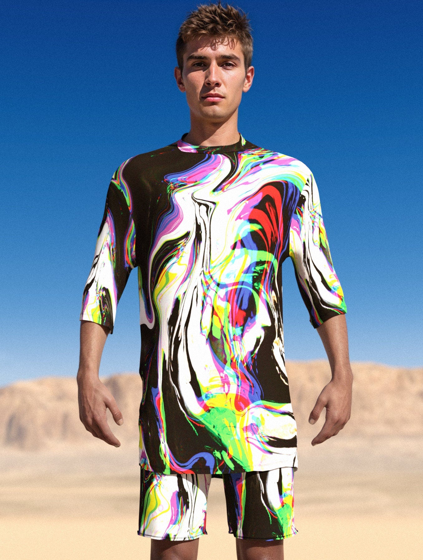 Rainbow Spill Male T-Shirt 1