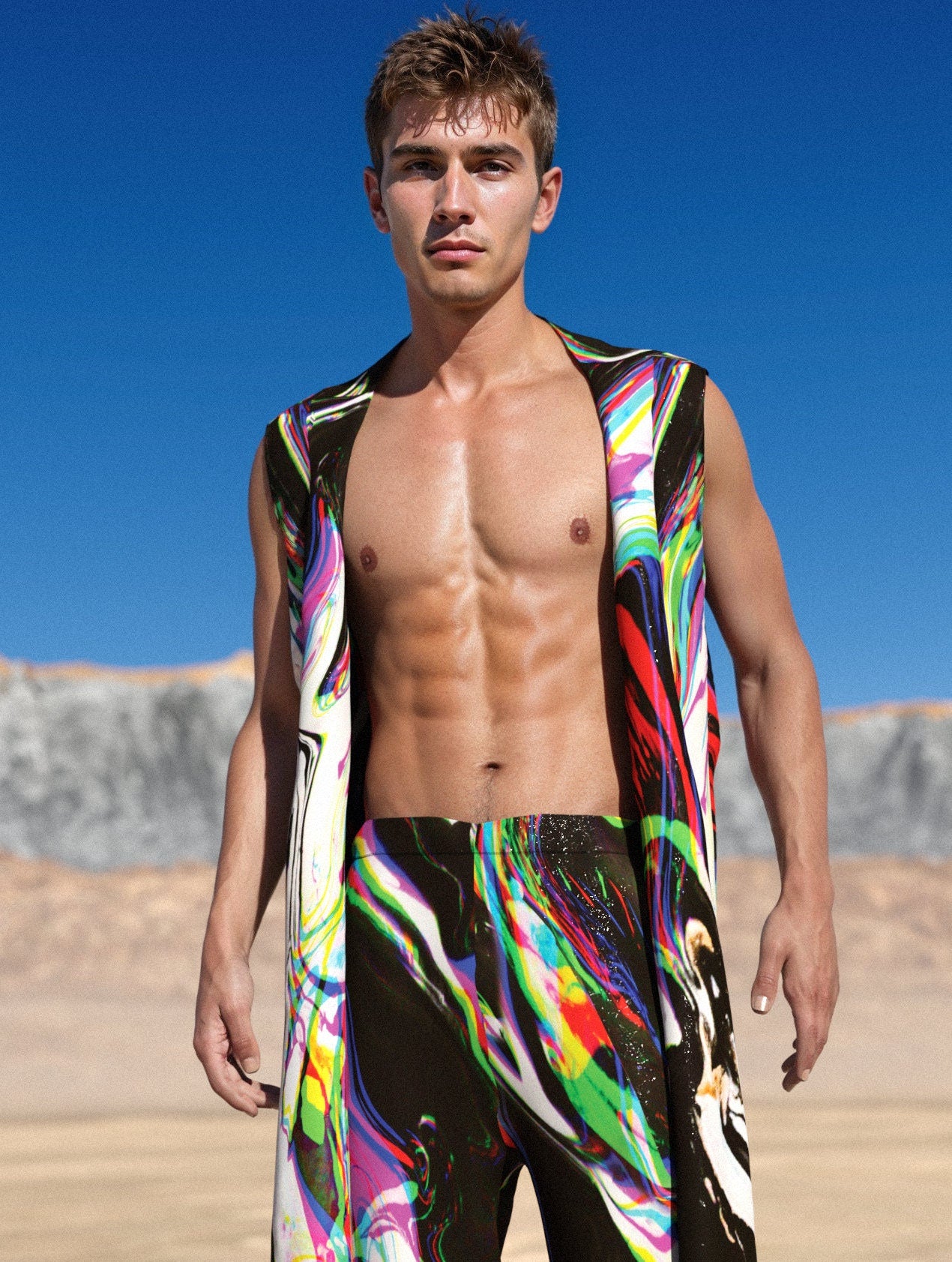 Rainbow Spill Male Vest Set 1