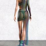 Illusions Mesh Asymmetrical Dress