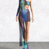 X Ice Mesh Asymmetrical Dress