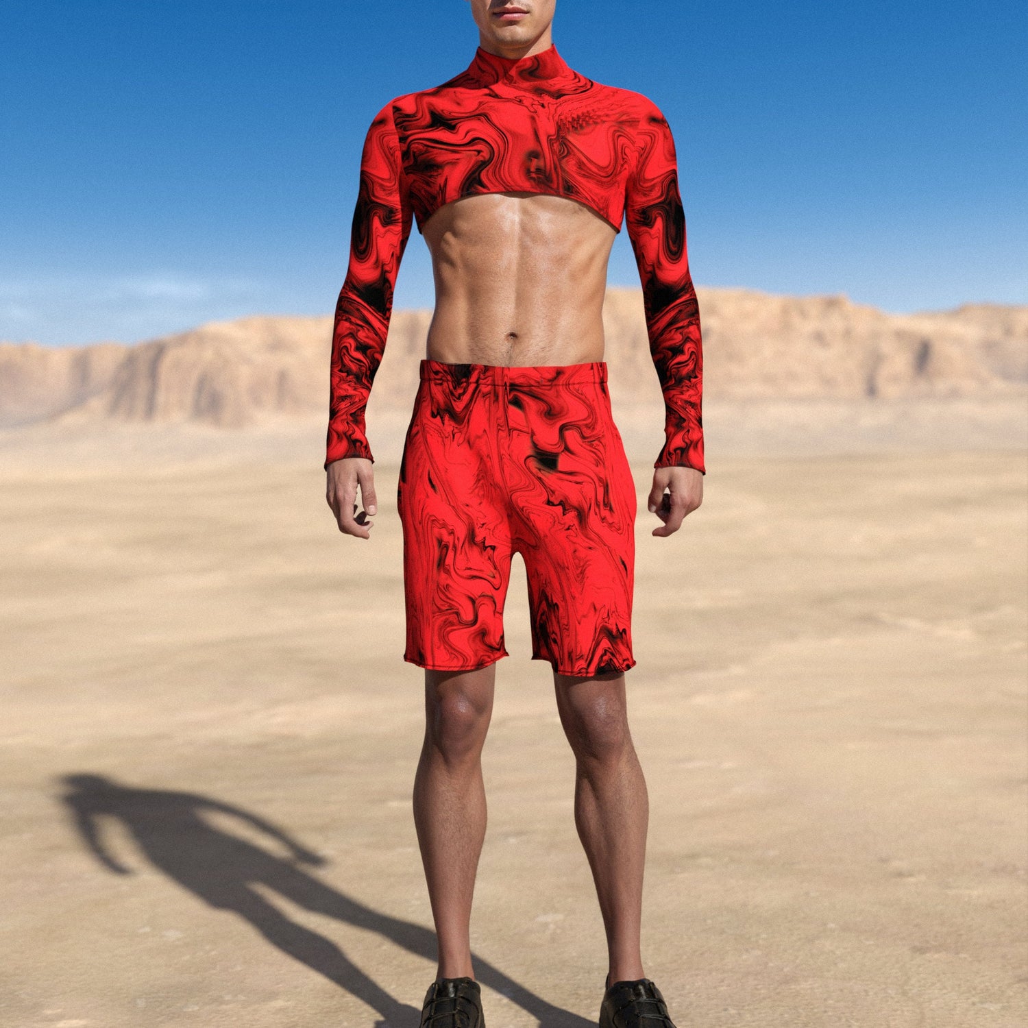Bloodshot Male Crop Top Red