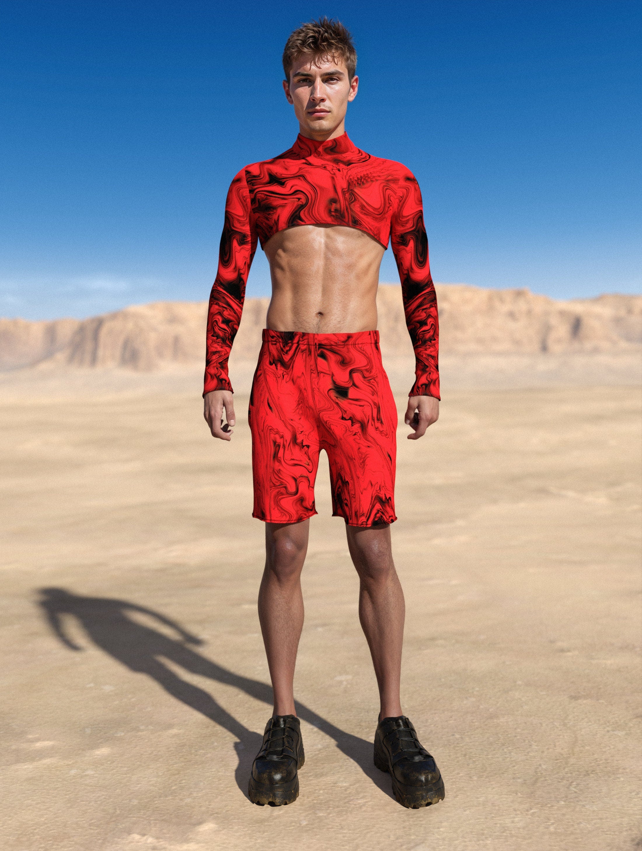 Bloodshot Male Crop Top Red