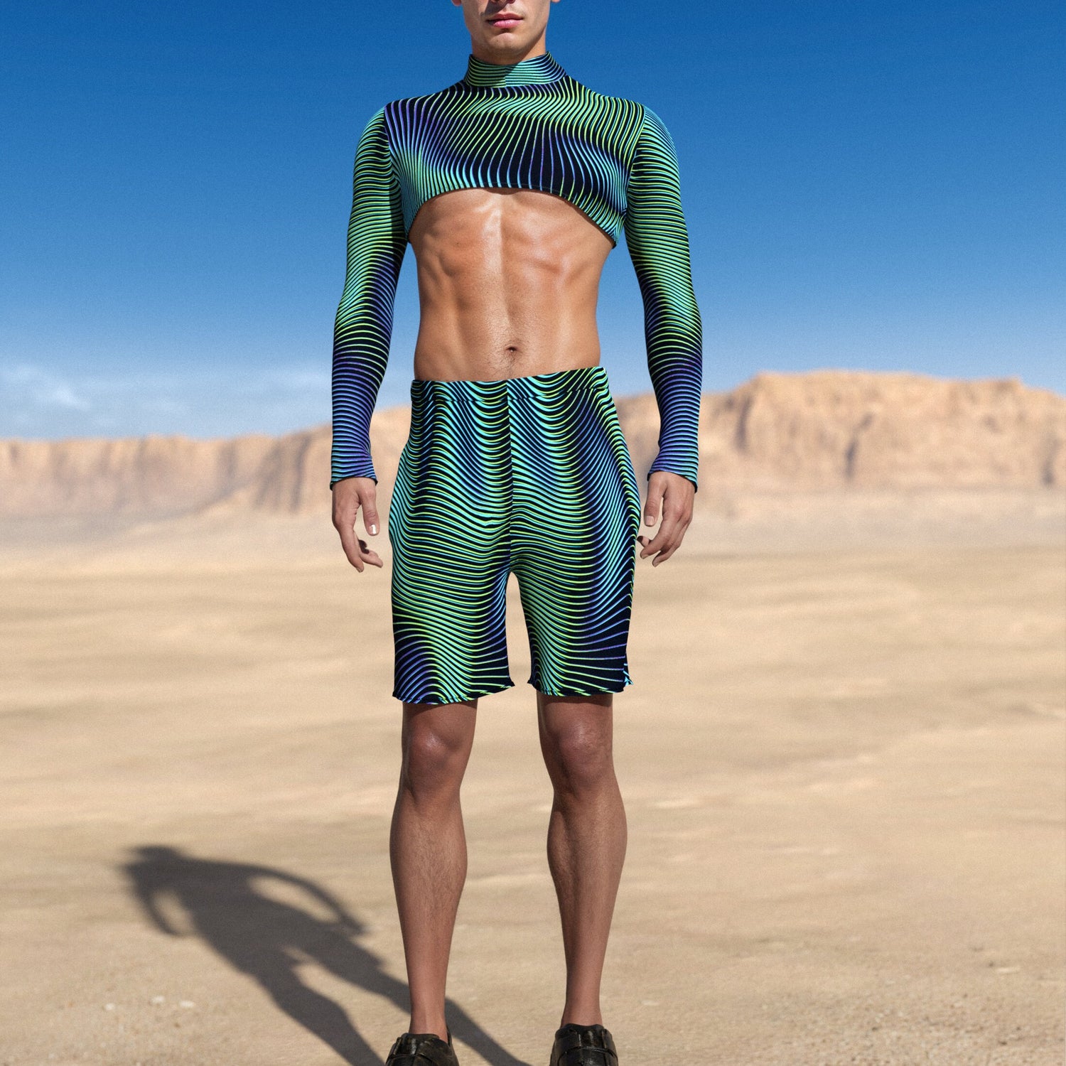 Illusions Male Crop Top Green