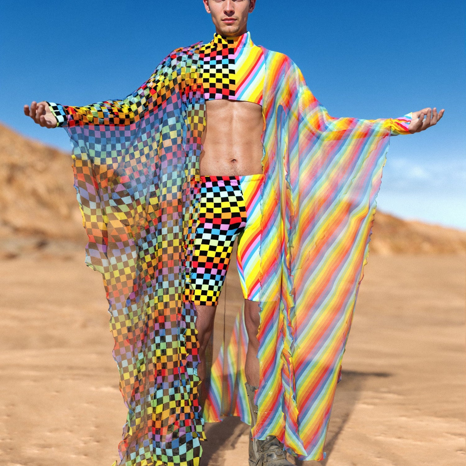 Checkered Past Male Crop Top Festival, Club