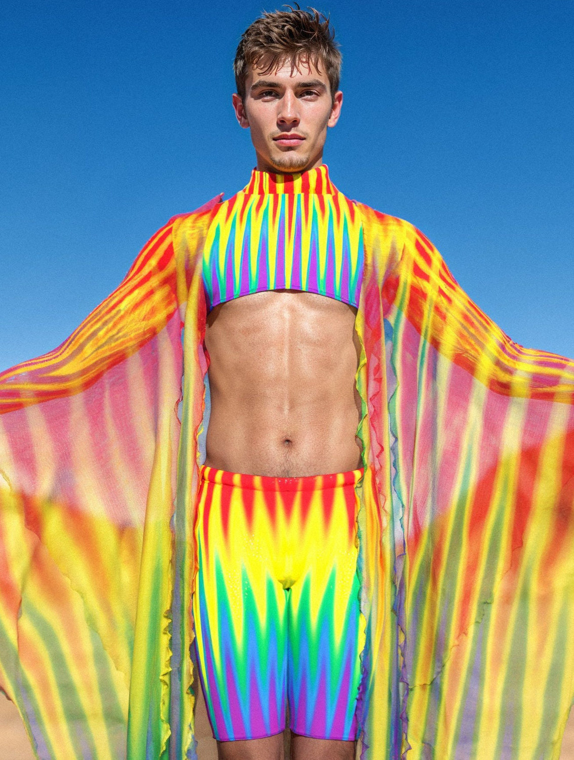 Infinitum Male Rave Kimono Rainbow
