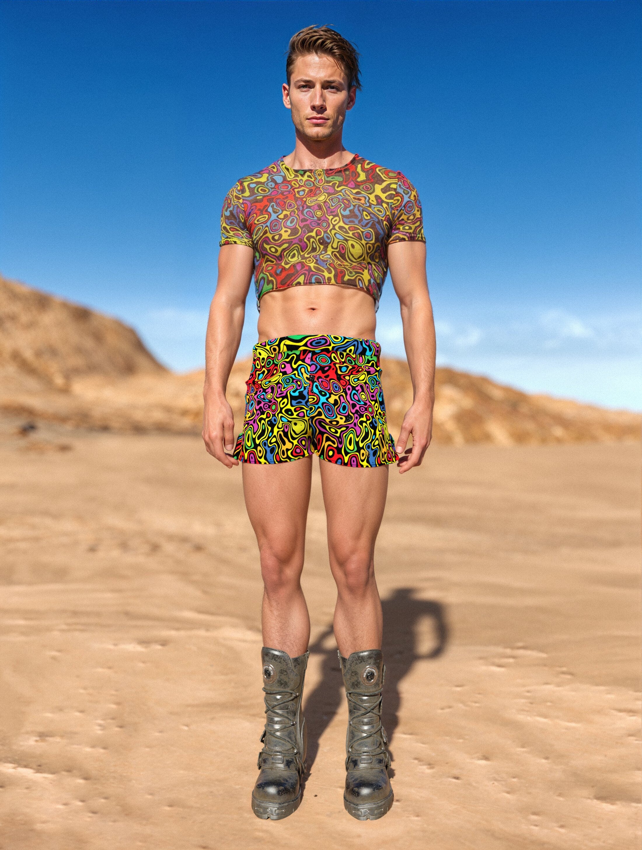 PB and Gay Male Mesh Crop Top Rainbow