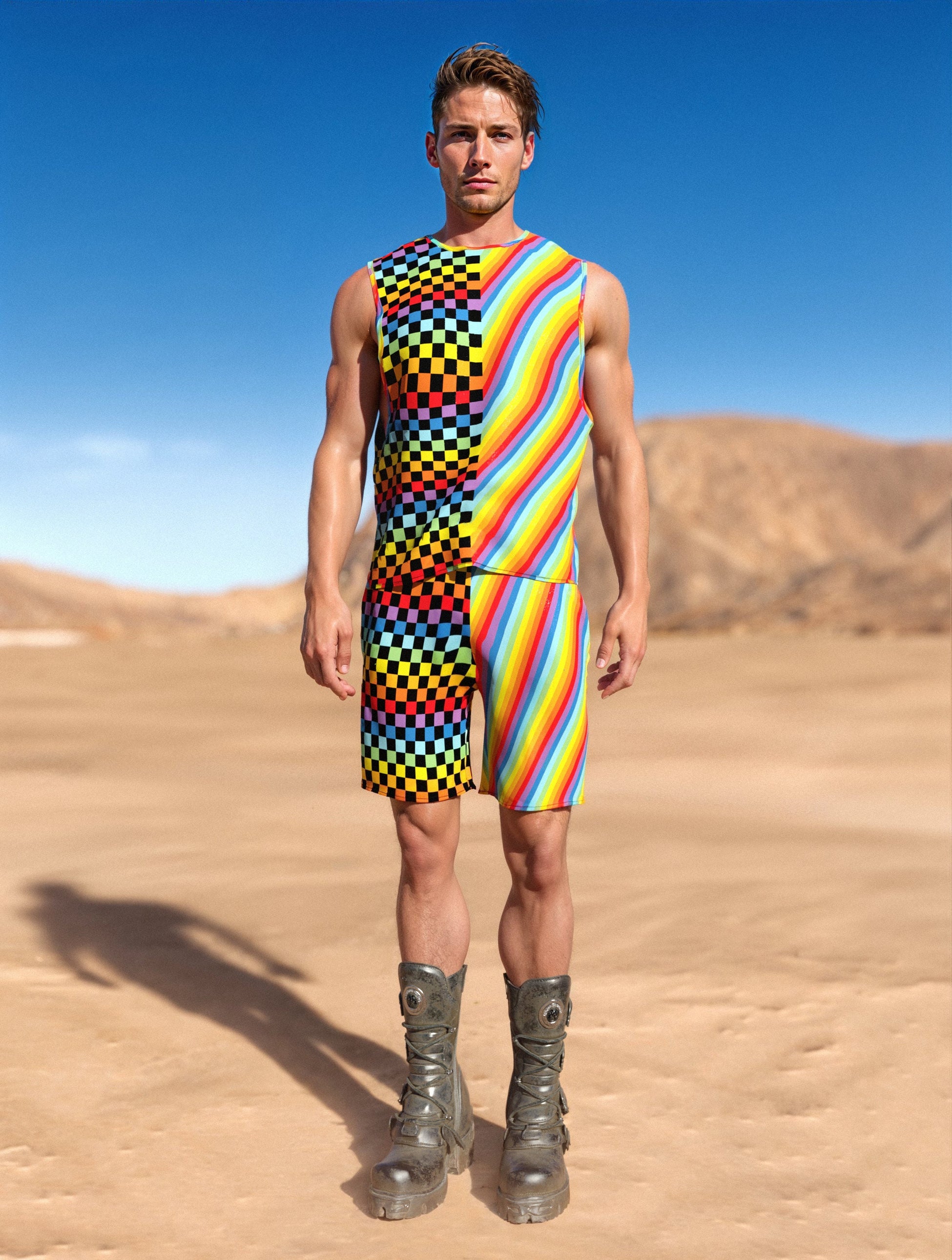Checkered Past Male Rave Shorts 2