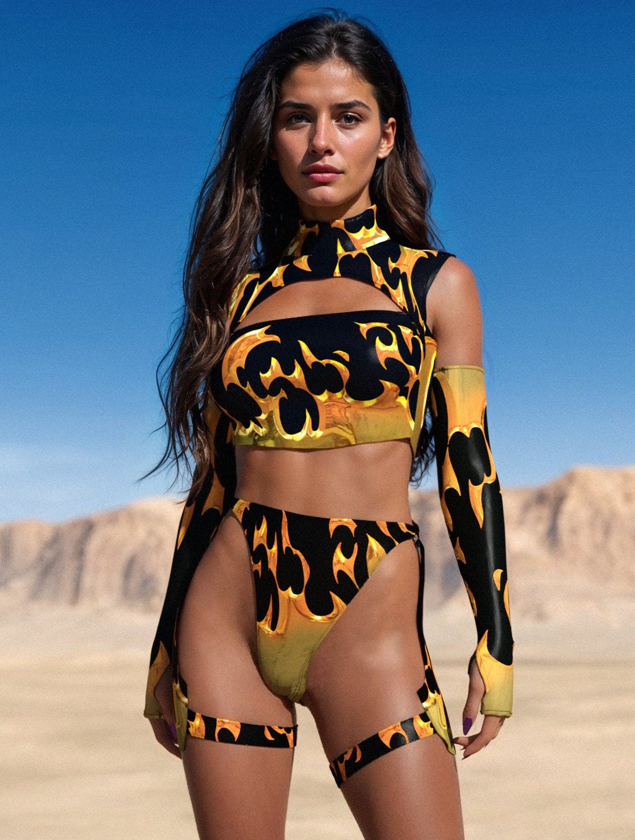Golden Flame O-Ring Bikini Chaps 1