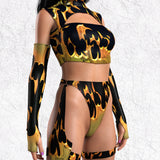 Golden Flame O-Ring Bikini Chaps