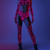 Magenta Thread Chaps Leotard