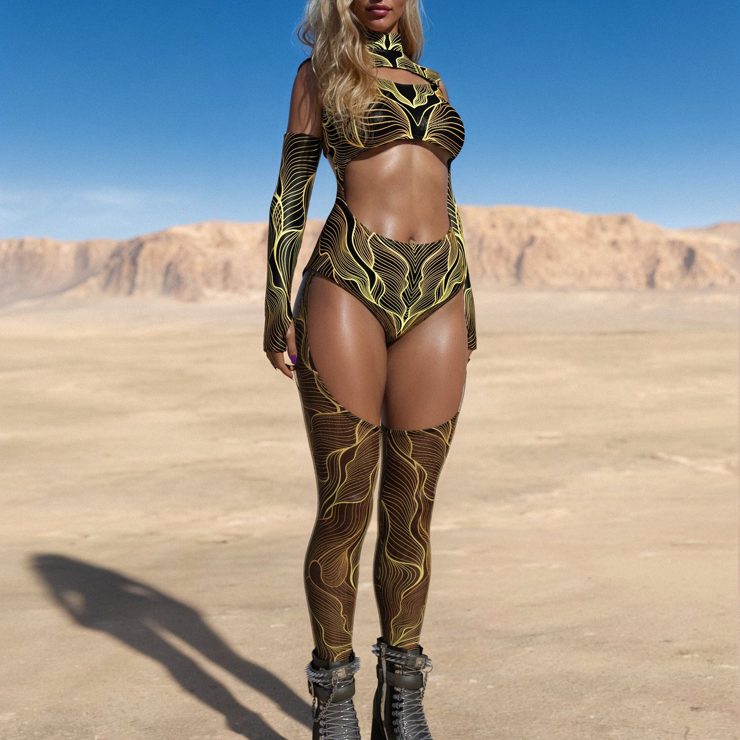 Golden Thread Chaps Leotard Black, Green