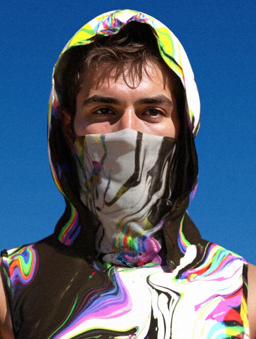Rainbow Spill Rave Hood 1