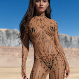 Afterimage Nude Mesh Bare Back Costume