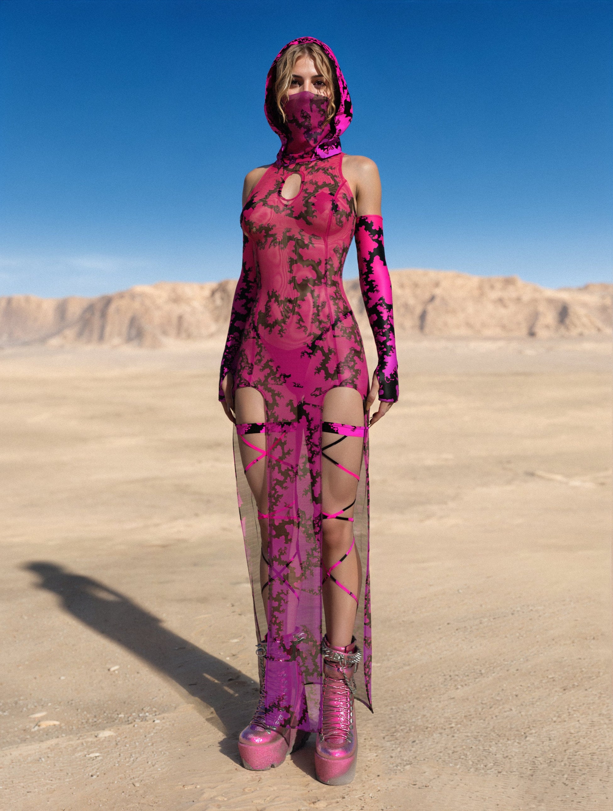 Candy Thunderbolt Mesh Keyhole Dress 2