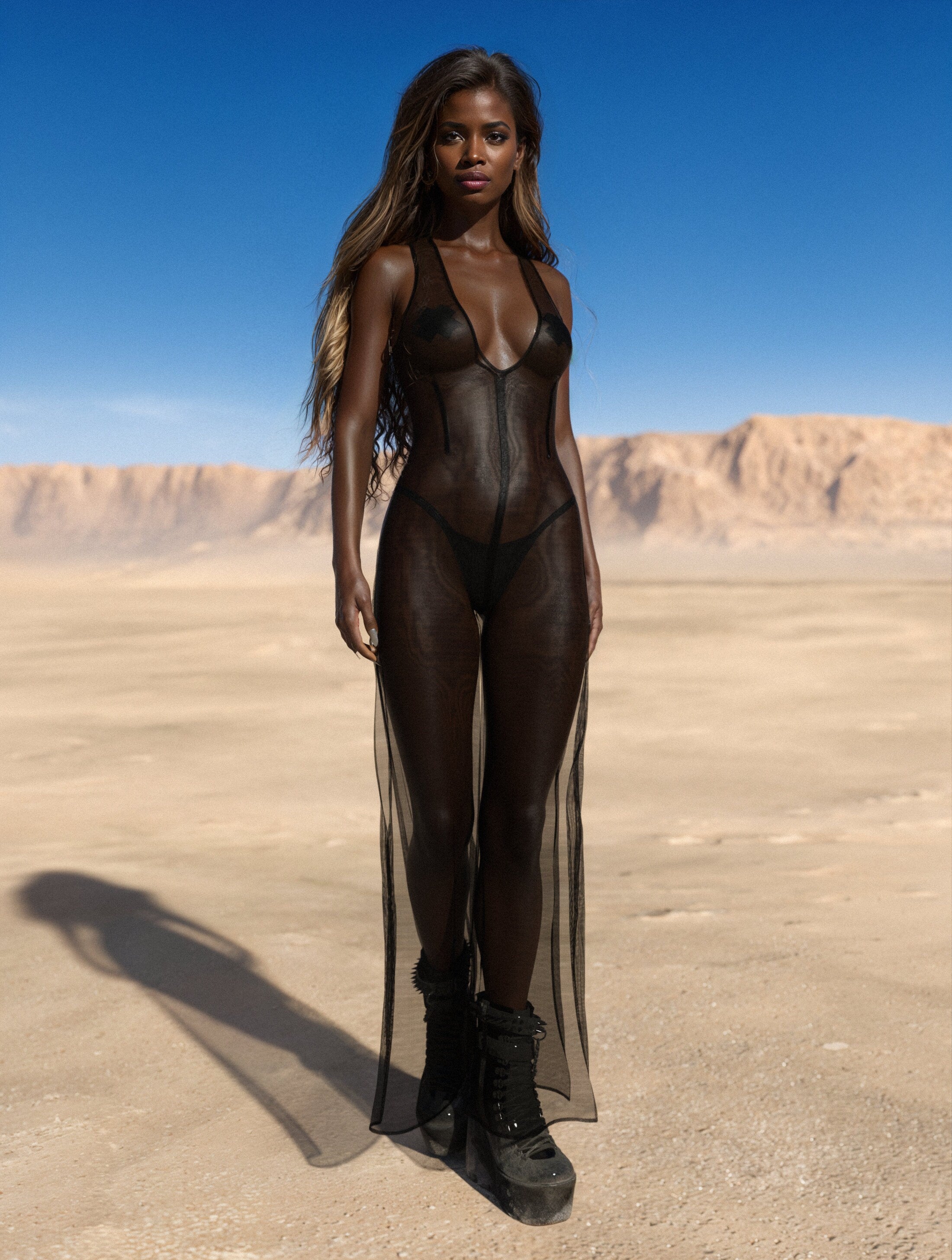 Just Black Mesh Jumpsuit Festival