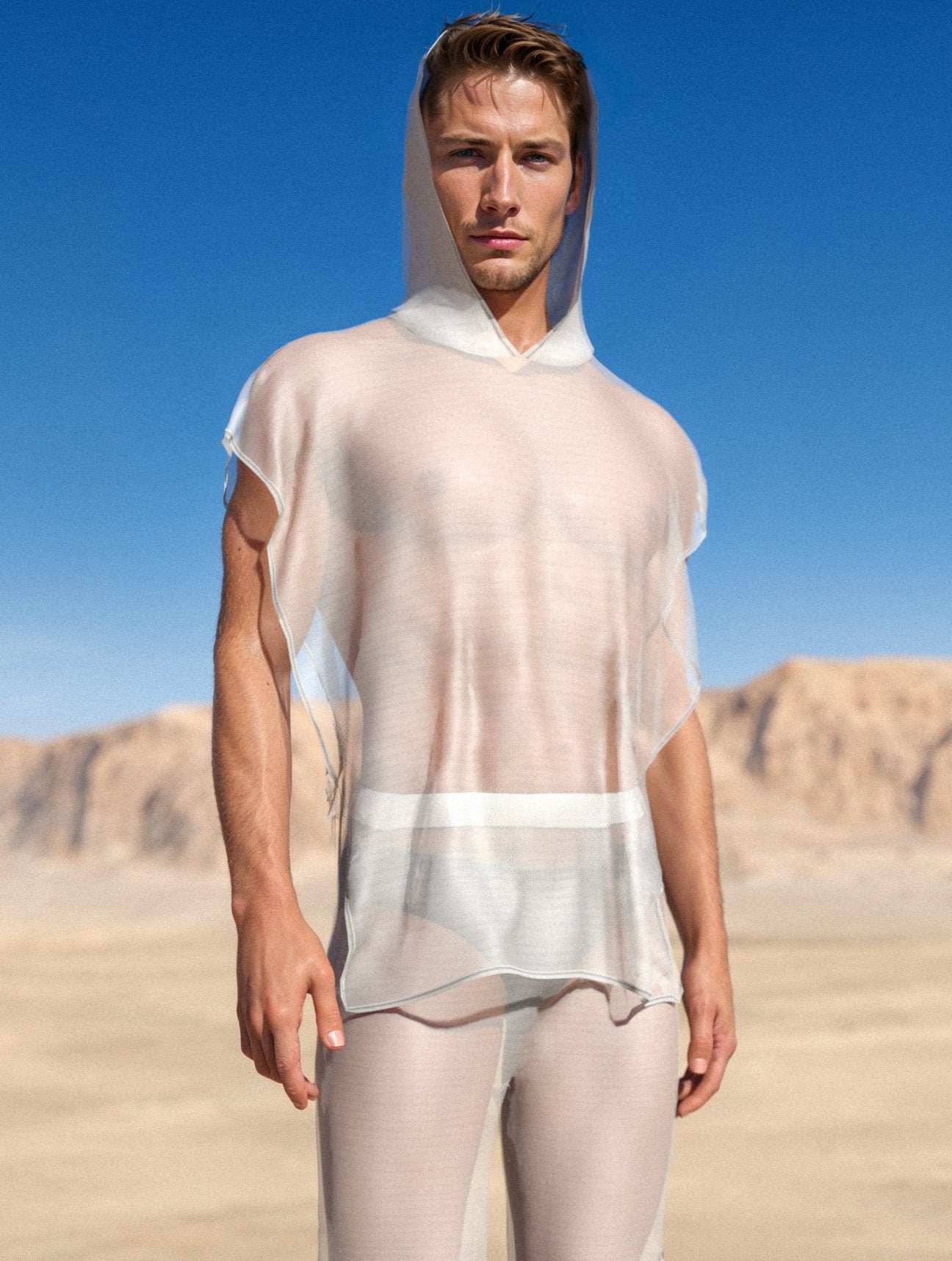 Just White Male Hooded Set 1