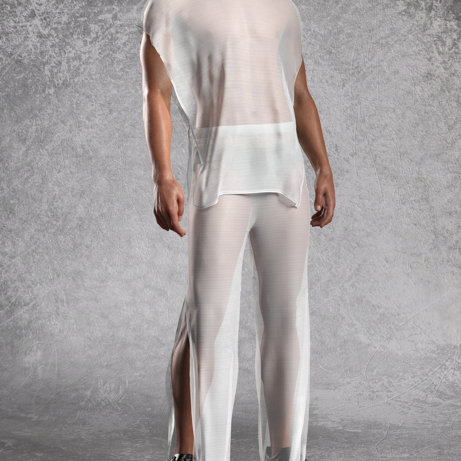Just White Male Split Pants Mesh