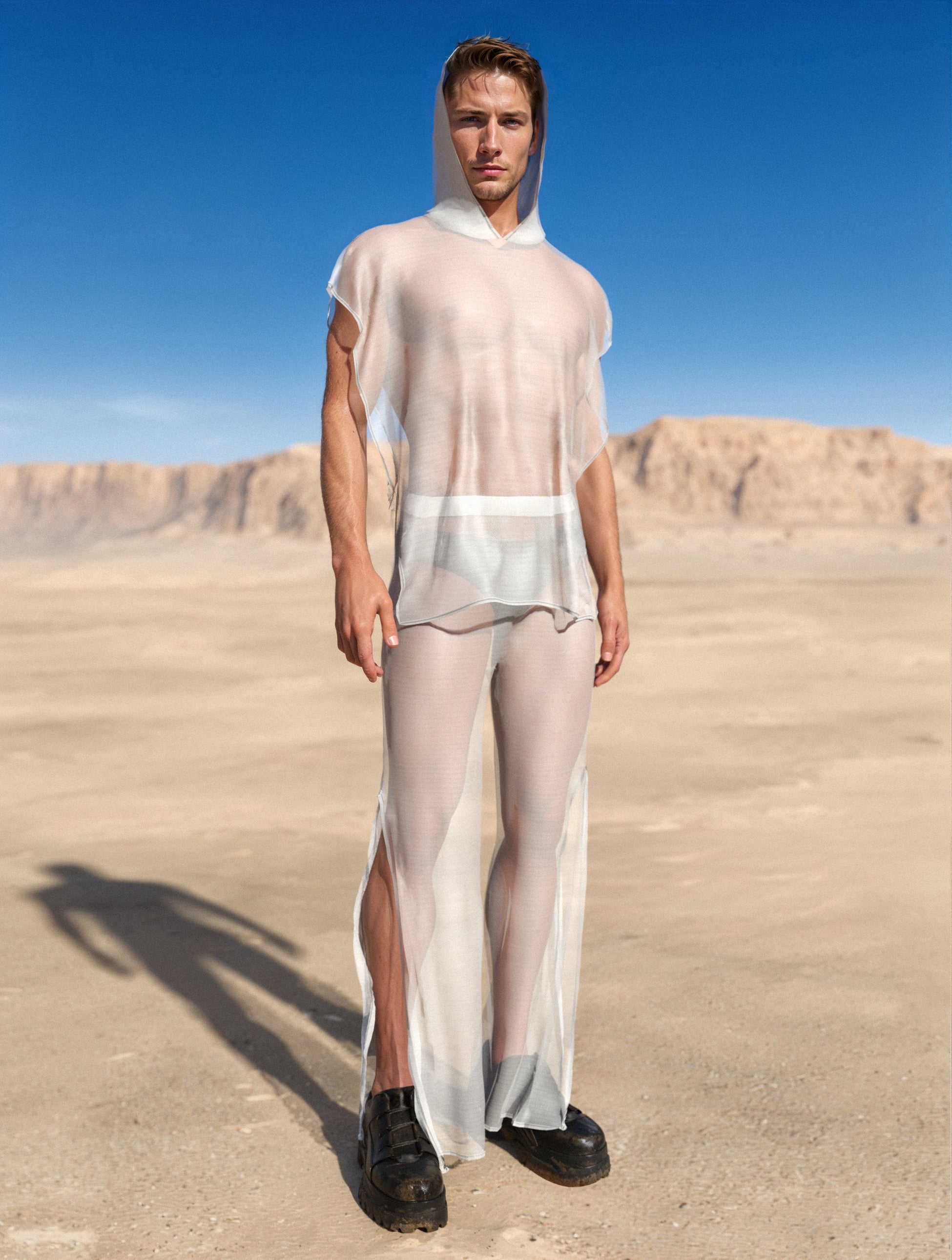 Just White Male Split Pants 2