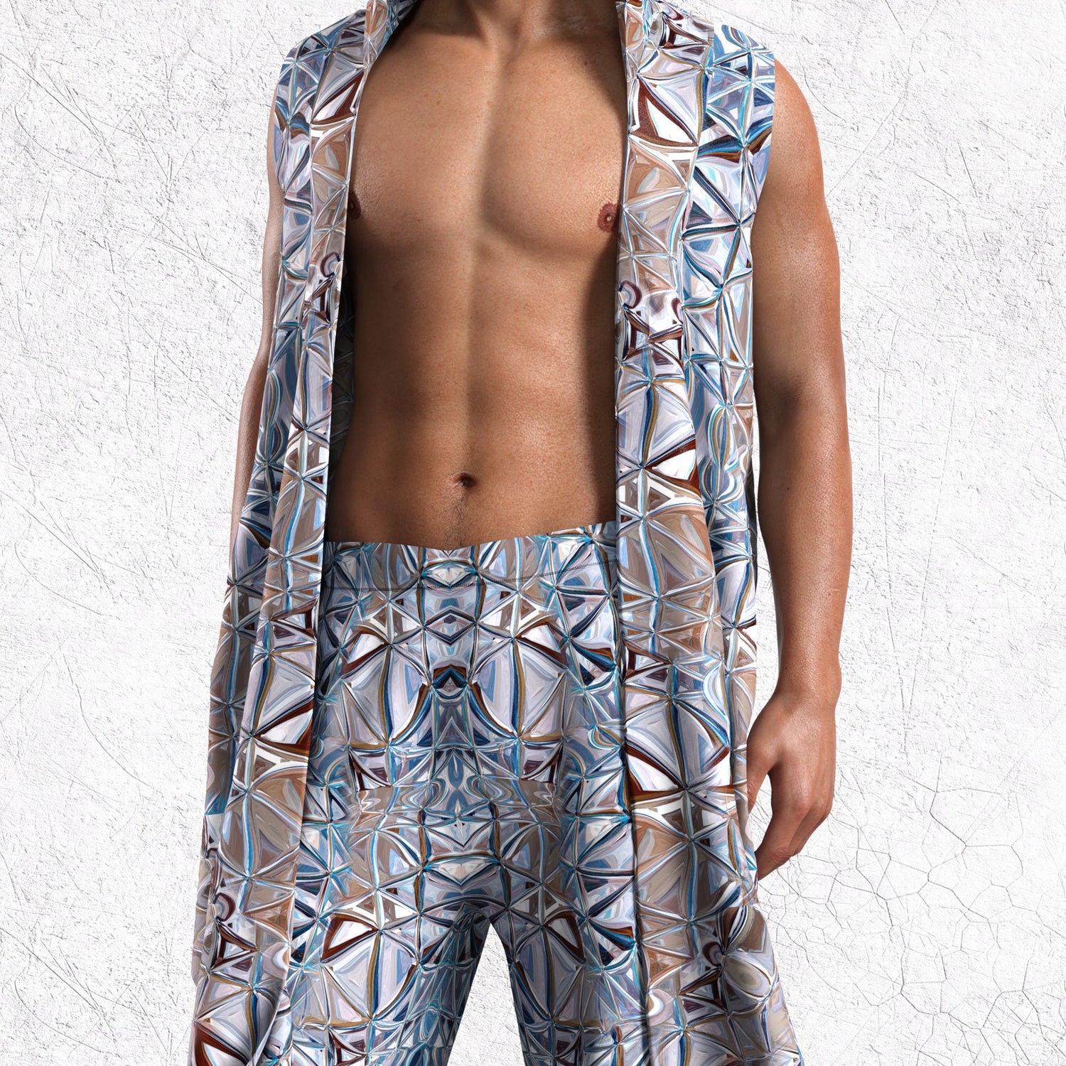 Men Mirror Male Hooded Vest