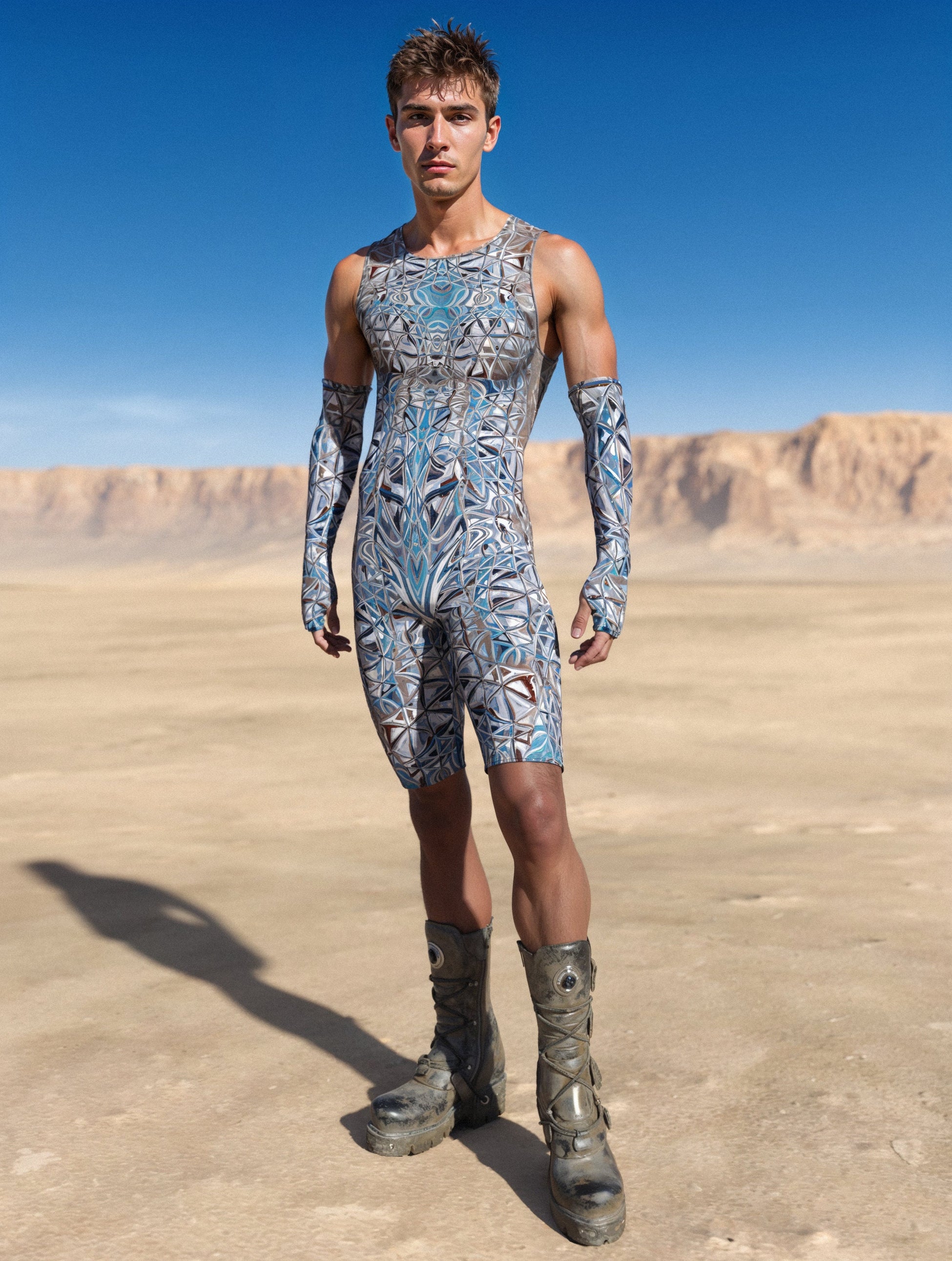 Mirror Male Back Zip Romper 2