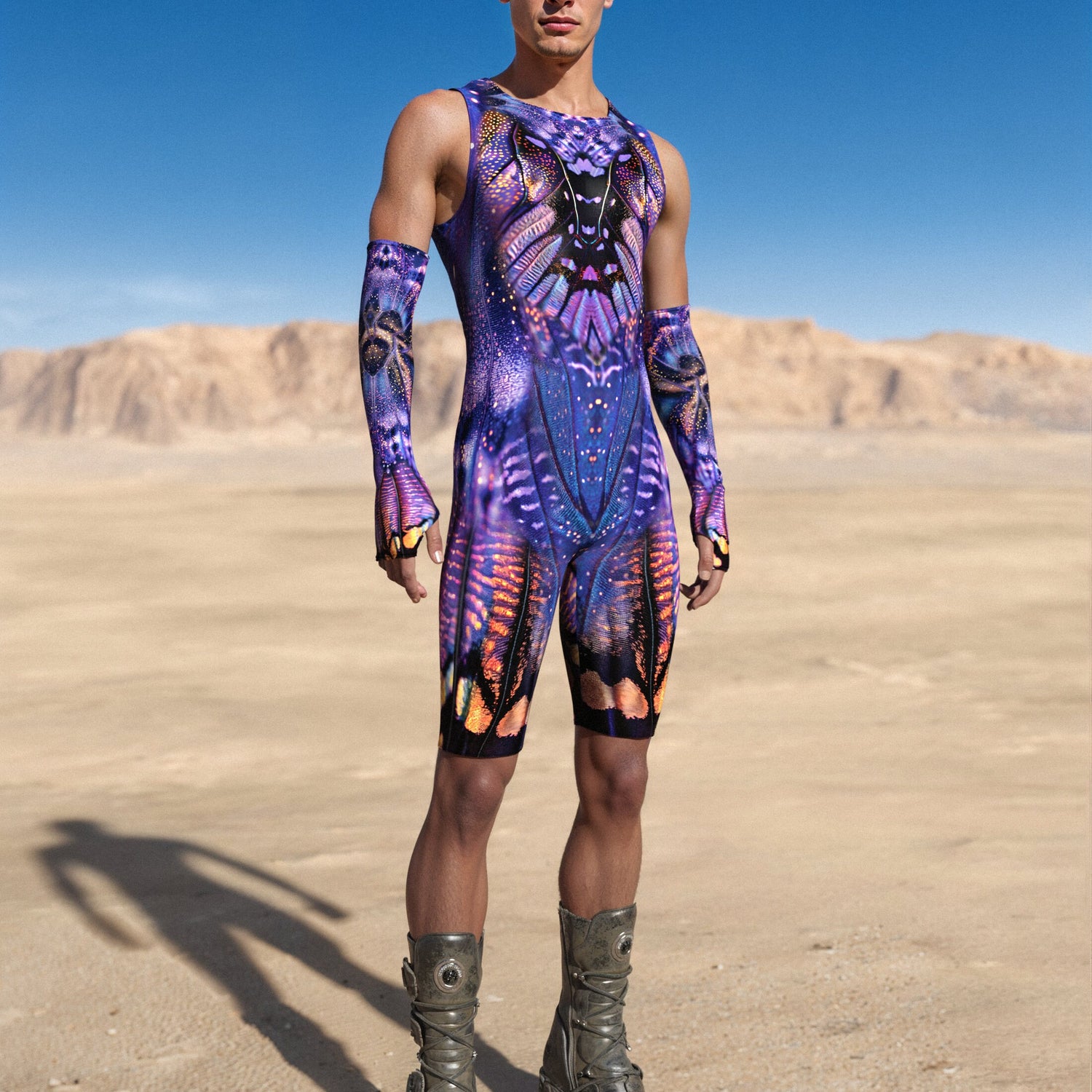 Midnight Desire Male Romper Wings Set Rainbow