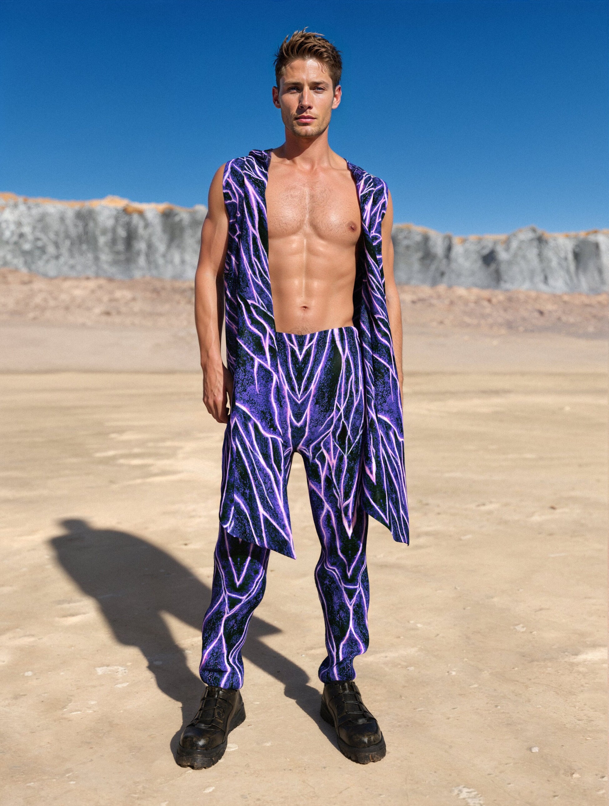 Magenta Burst Male Hooded Vest 2