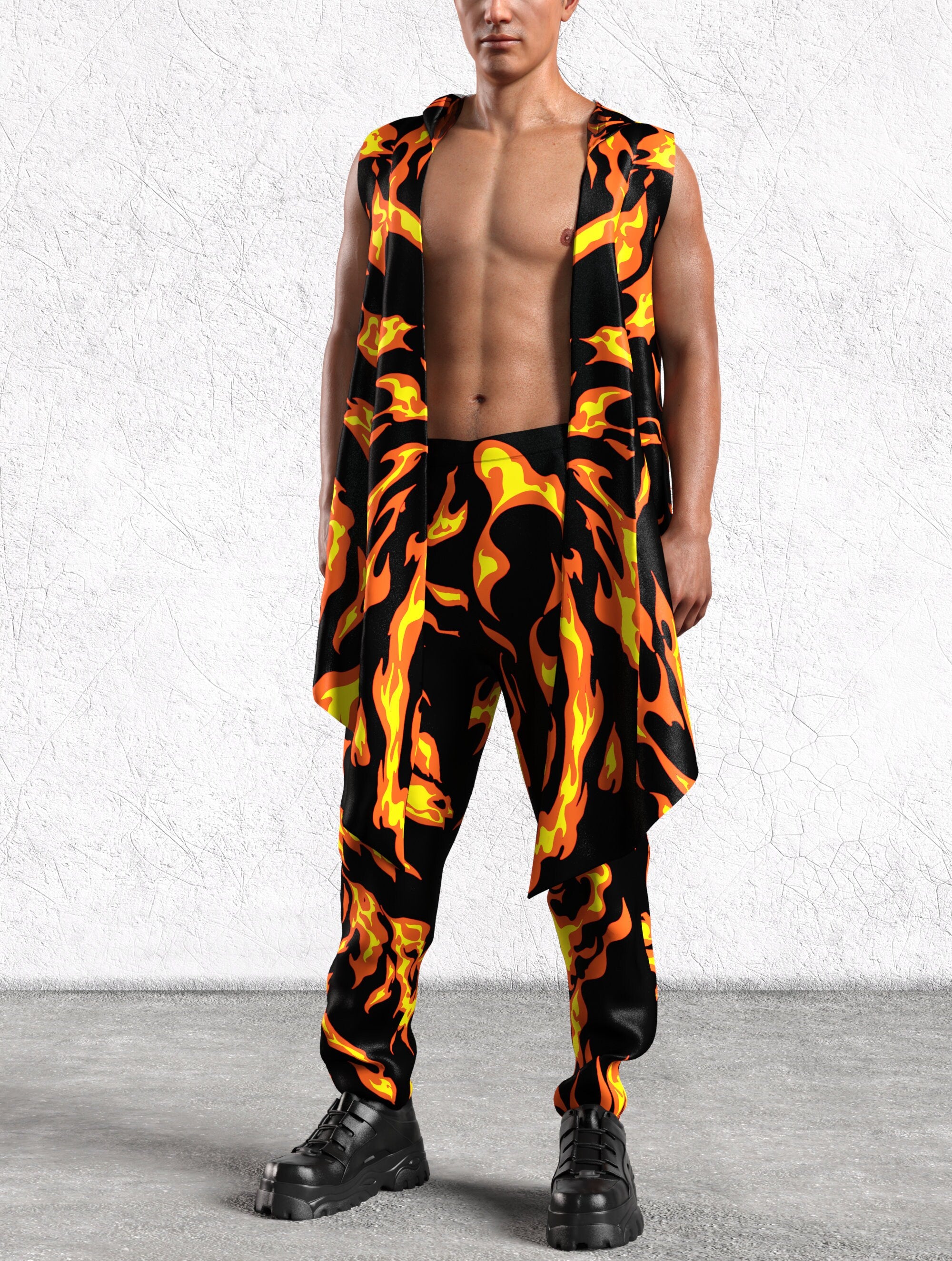 Burn Baby Burn Male Hooded Vest Lycra