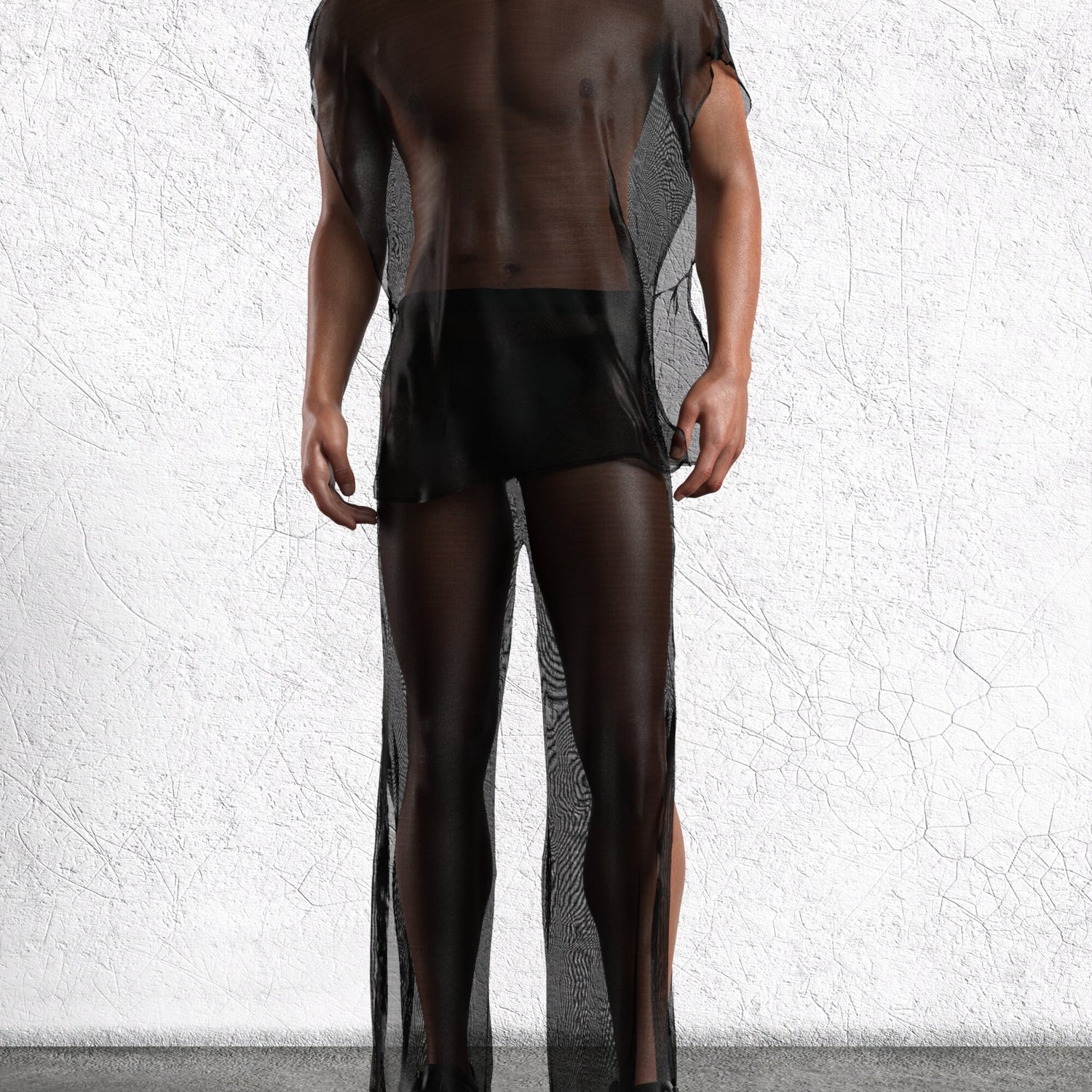Just Black Male Split Pants Mesh