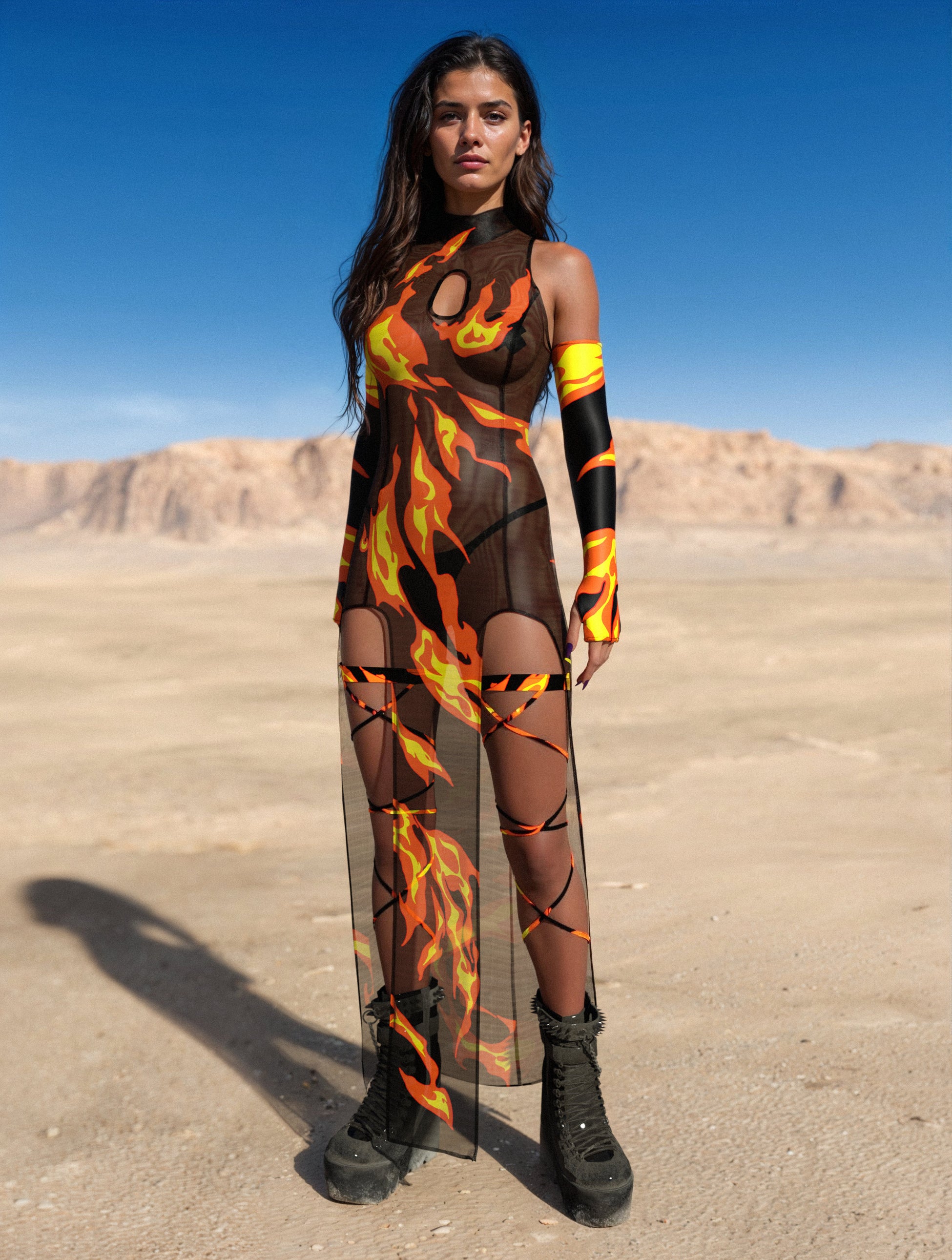 Burn Baby Burn Mesh Keyhole Dress 2