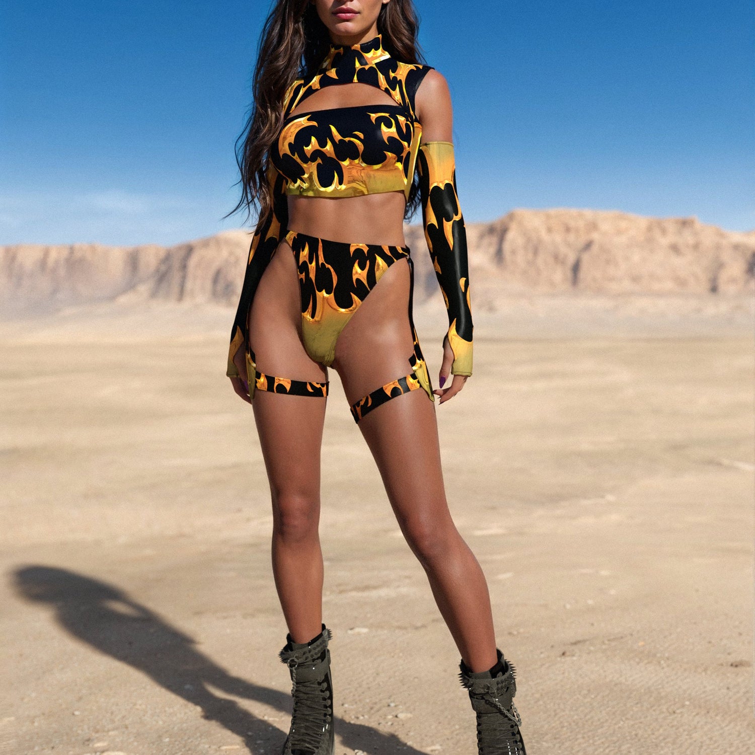 Golden Flame O-Ring Bikini Chaps Festival