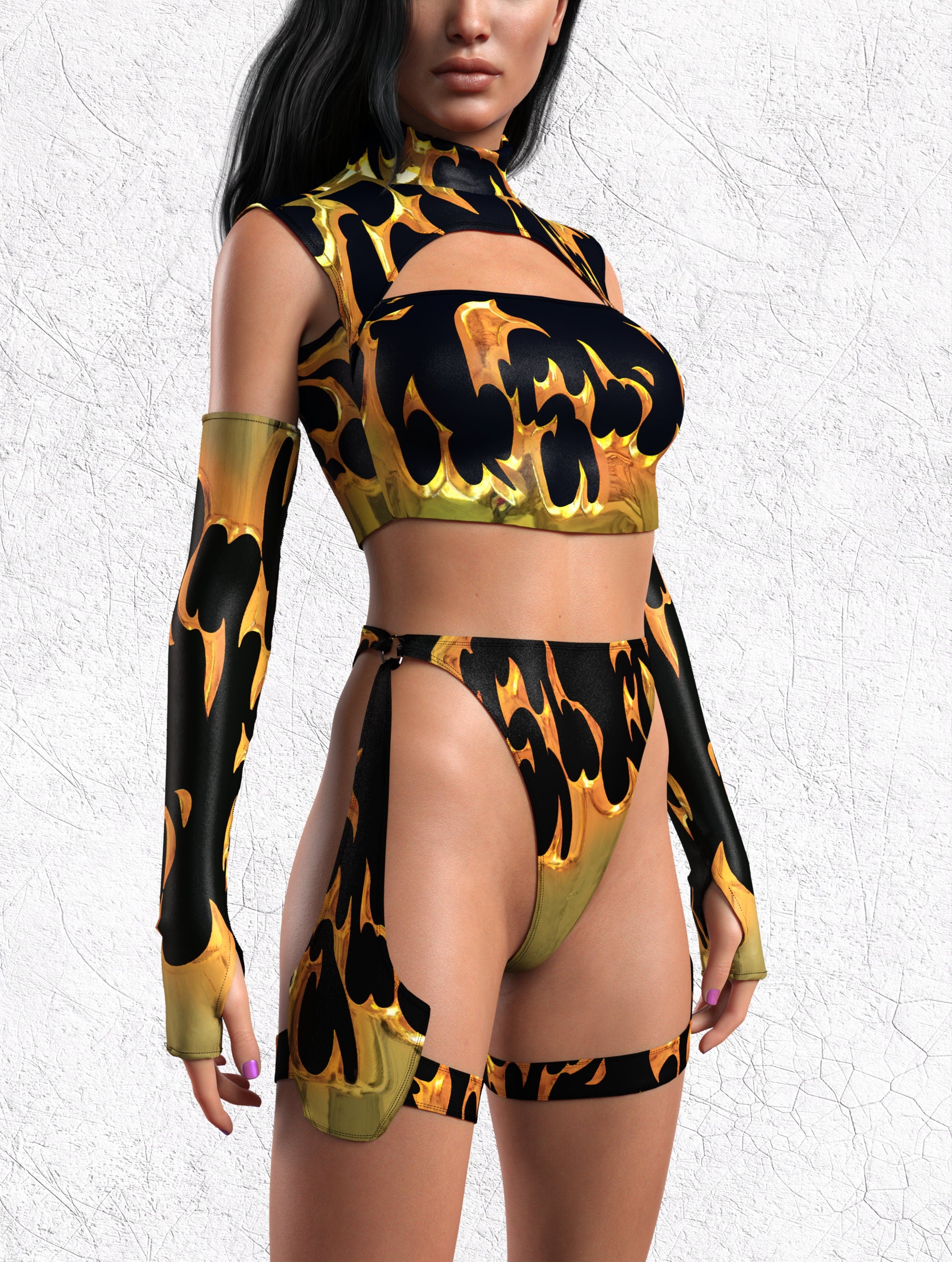 Golden Flame Cutout Rave Top 6