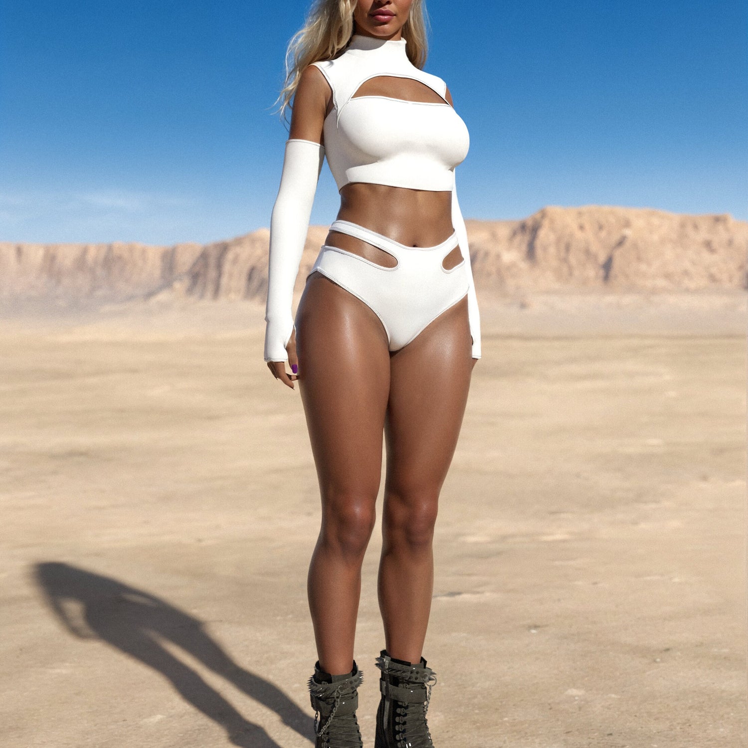 Just White Cutout Rave Shorts White