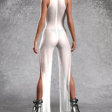 Just White Mesh Jumpsuit