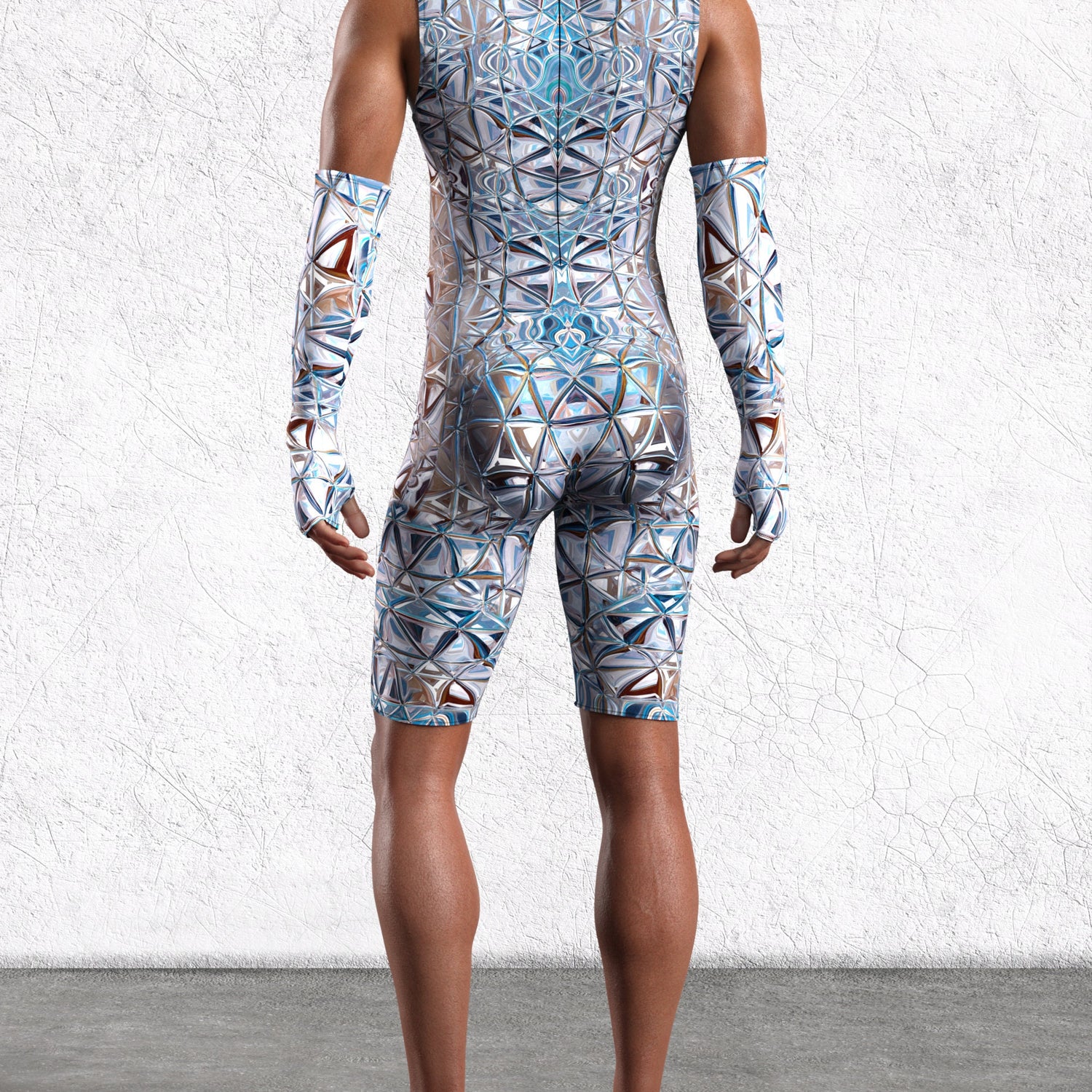 Mirror Male Back Zip Romper 6