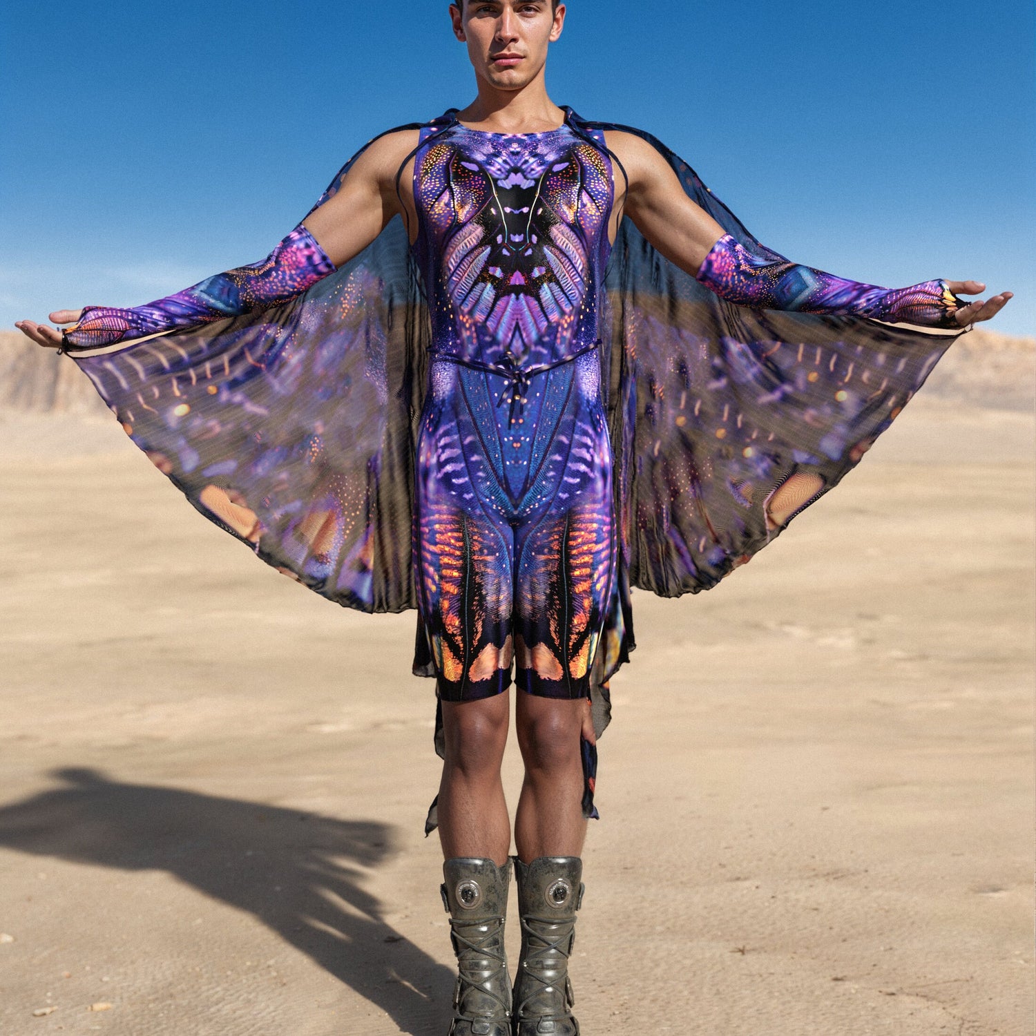 Midnight Desire Male Romper Wings Set Festival