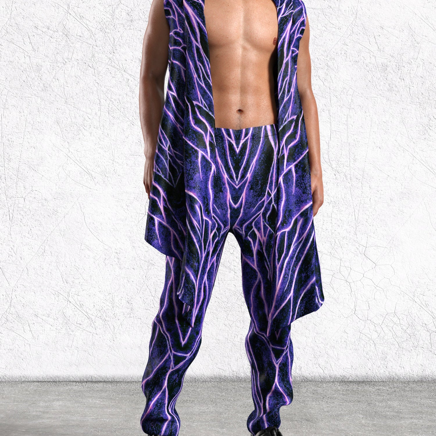 Magenta Burst Male Wide Pants Lycra
