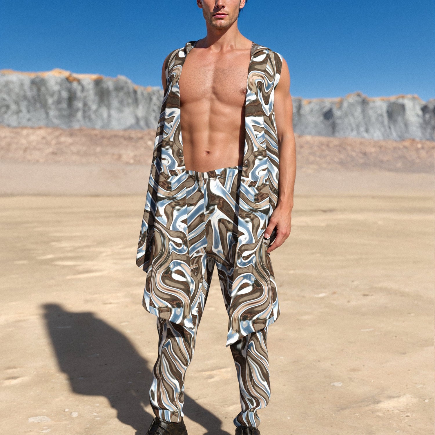 Mecha Vortex Male Hooded Vest Festival
