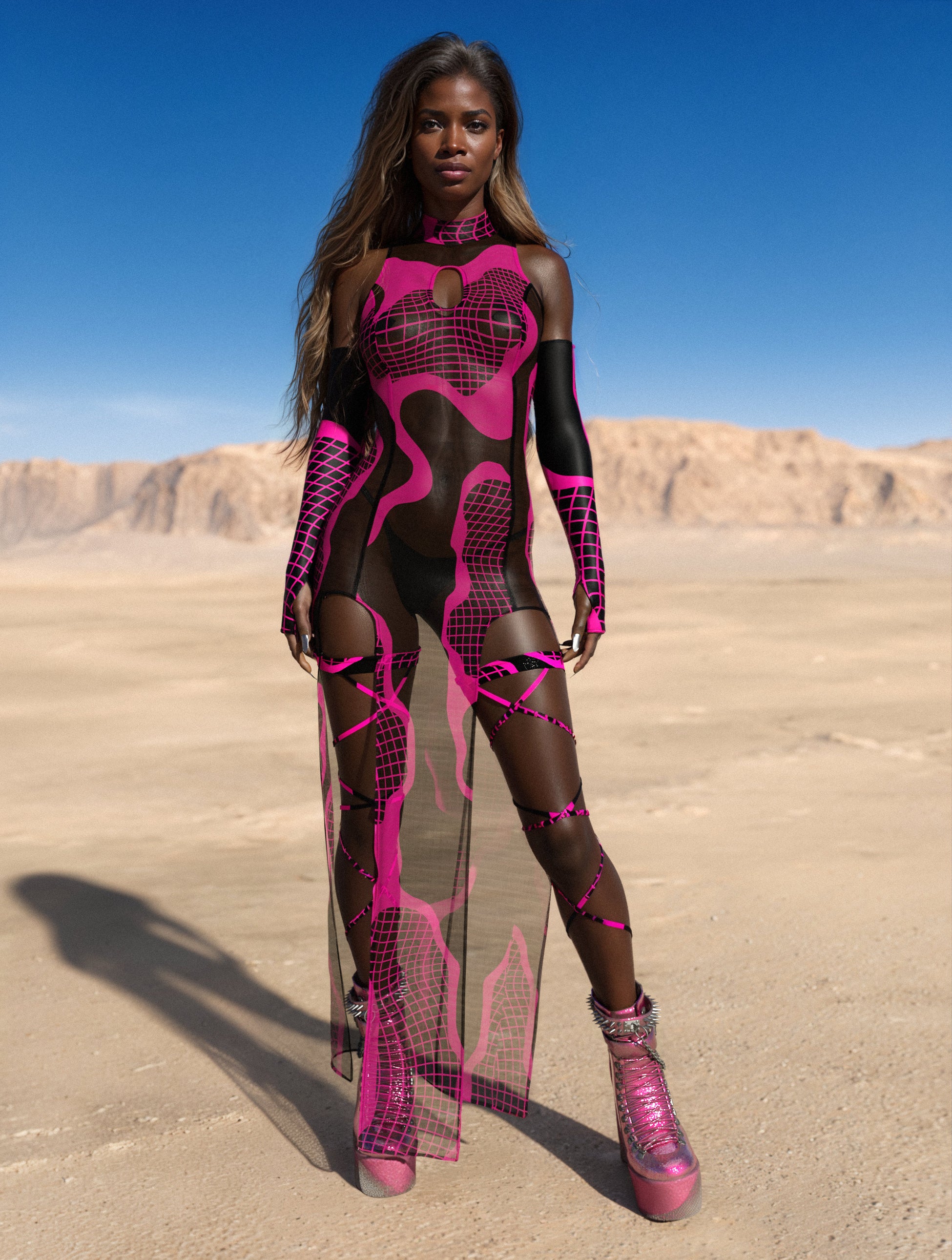 Slither Signal Mesh Keyhole Dress 2