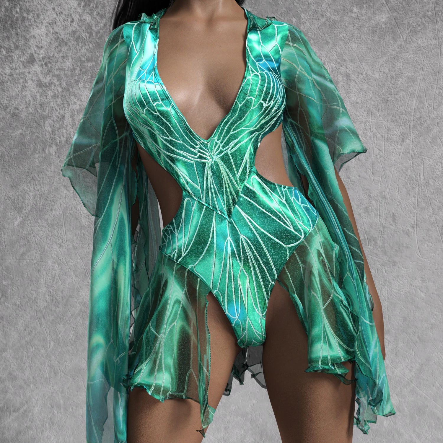 Celestial Emerald Fairy Hooded Dress 4