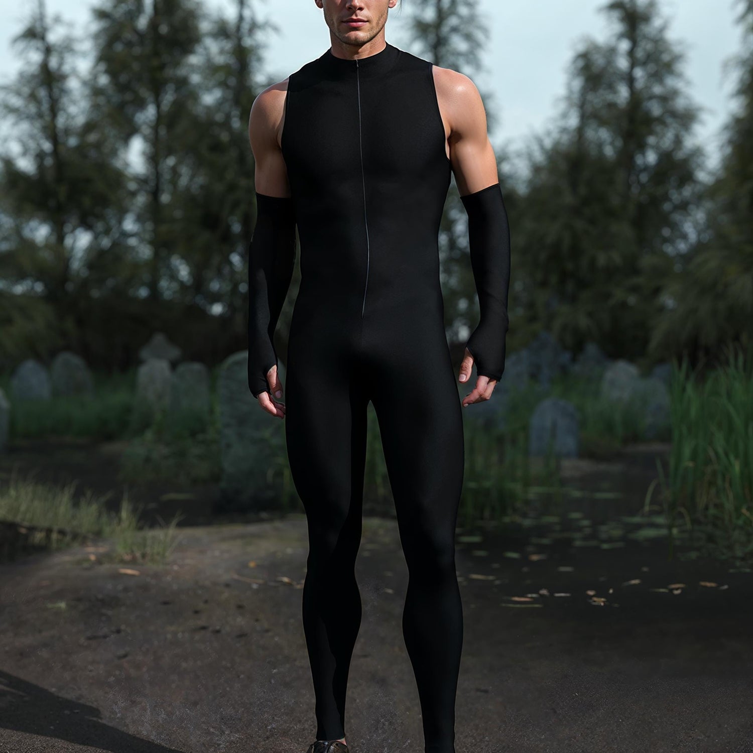 Just Black Male Hooded Costume Black
