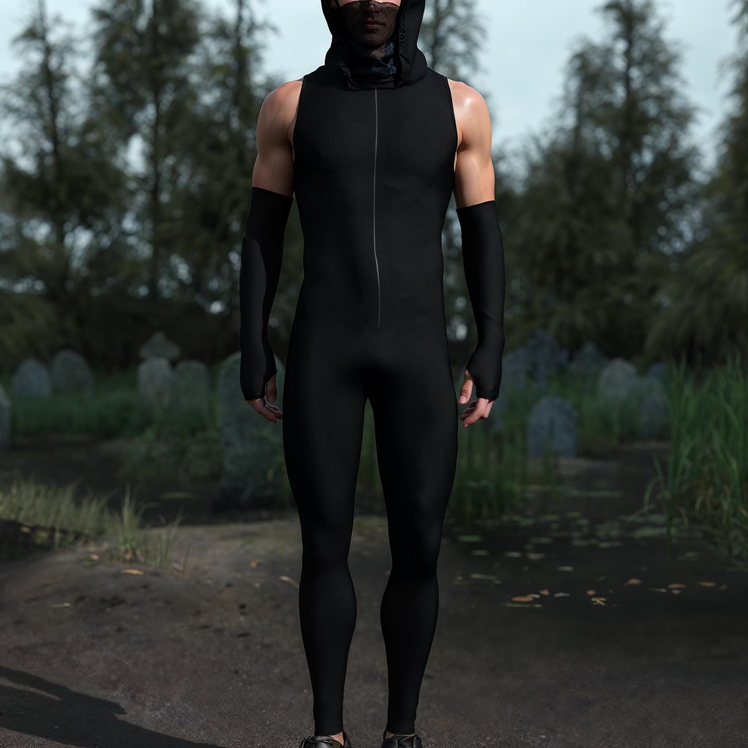 Just Black Male Hooded Costume 3