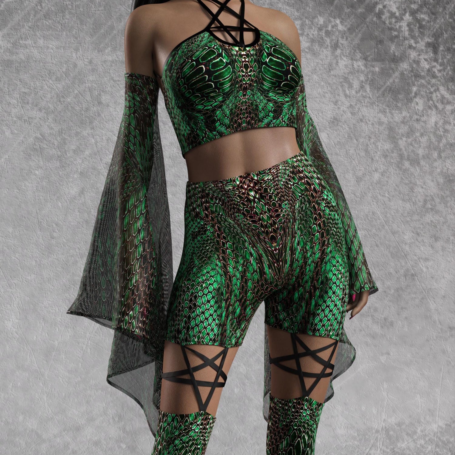 Intertwine Green Pentagram Top 4