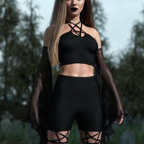 Just Black Mesh Bell Sleeves