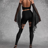 Just Black Mesh Bell Sleeves