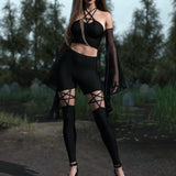 Just Black Mesh Bell Sleeves